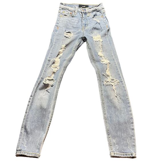 Aero Cheeky Jegging Size 000 Distressed Destroyed Denim Jean Leggings - Picture 1 of 9